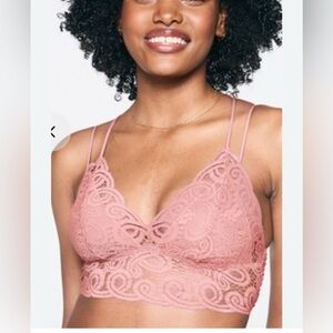 Victoria’s Secret PINK Lace Bralette Light Pink Strappy Back Feminine Size Small